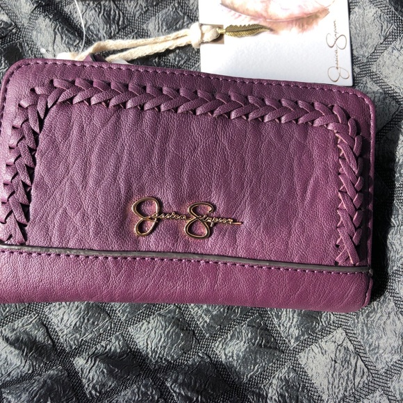 Jessica Simpson Jaclyn Medium Fran Faux Leather Wallet Color Italian Plum NWT - Picture 3 of 12